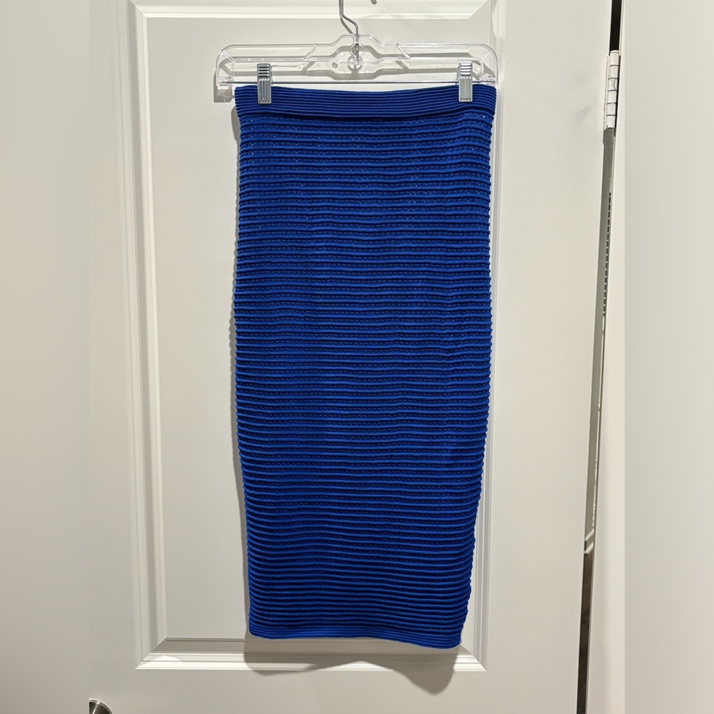 Bebe Pencil Knit/Crotchet Cobalt Blue Skirt